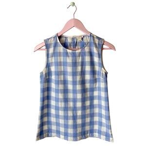 J. Crew Cotton/Linen Gingham Tank Top
